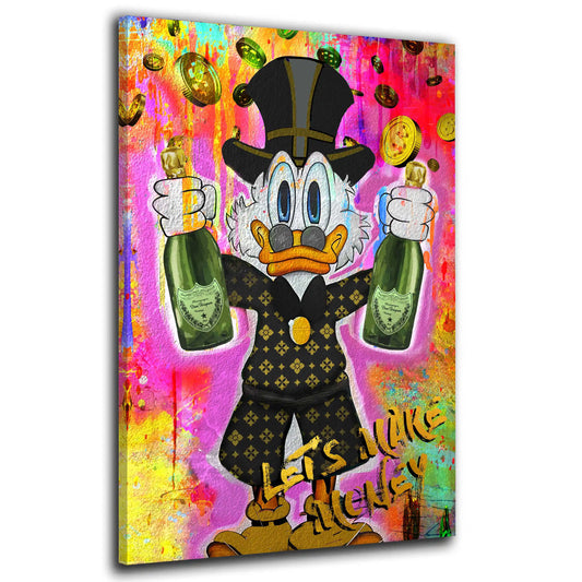 Wandbild Kunstwerk Rich Duck Pop Art Make Money