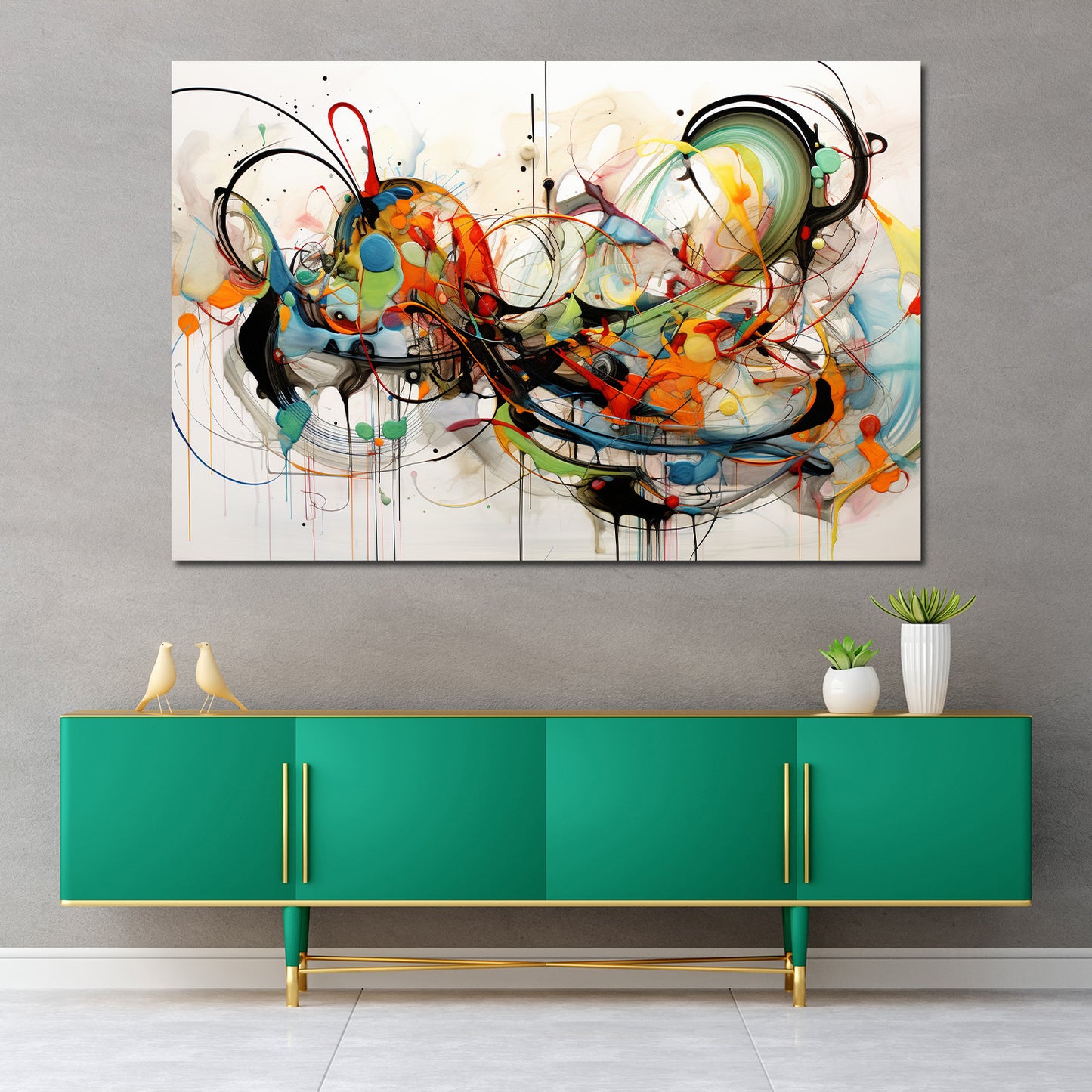 Wandbild Kunstwerk Abstract Lines, bunt mit Farben und Linien