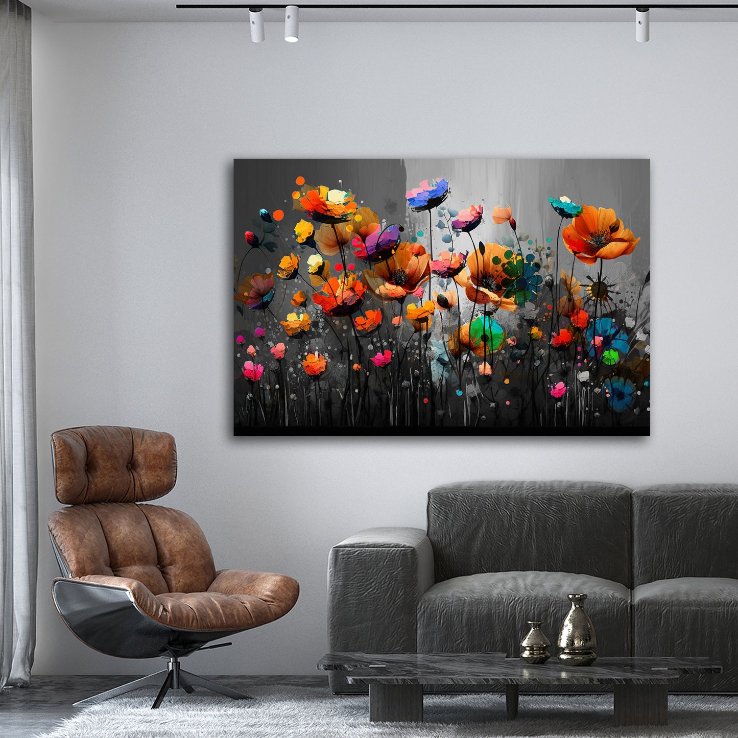 Wandbild Kunstwerk Abstrakt Blumen Colour