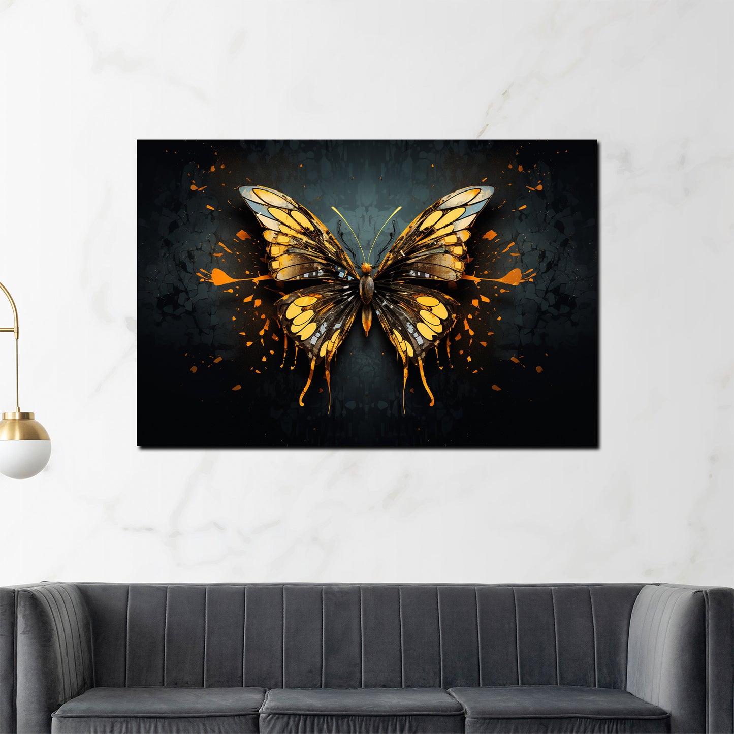 Wandbild Kunstwerk Abstrakt Schmetterling Dark Mode