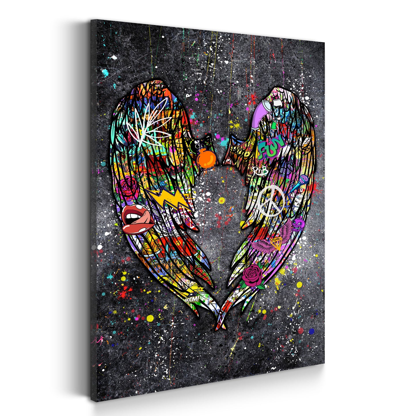 Wandbild Kunstwerk Angel Wings Graffiti Street Art Style