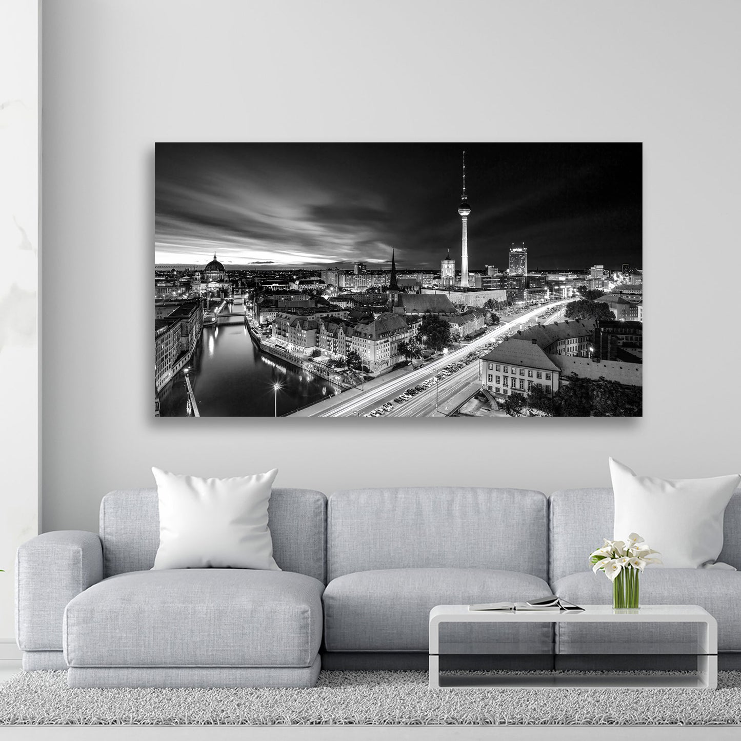 Wandbild Kunstwerk Beautiful Berlin Skyline schwarz weiss