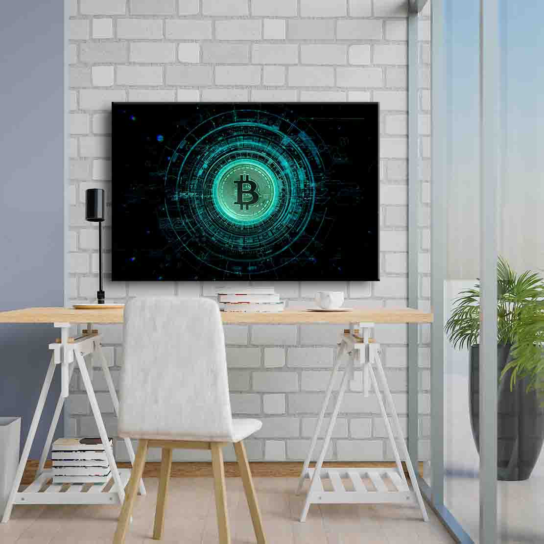 Wandbild Kunstwerk Bitcoin Dark Style, Kryptowährung, Trading & Börse