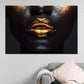 Wandbild Kunstwerk Black Women sinnliche Lippen in Gold