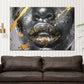 Wandbild Kunstwerk Black Women volle Lippen Gold Style