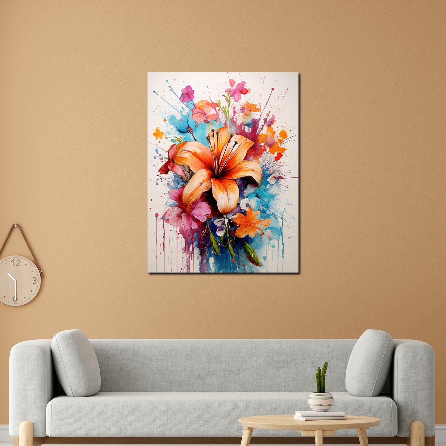 Wandbild Kunstwerk Blumen Abstract Splash