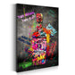 Wandbild Kunstwerk Bourbon Whiskyflasche Street Art Stil bunte Graffiti Elemente