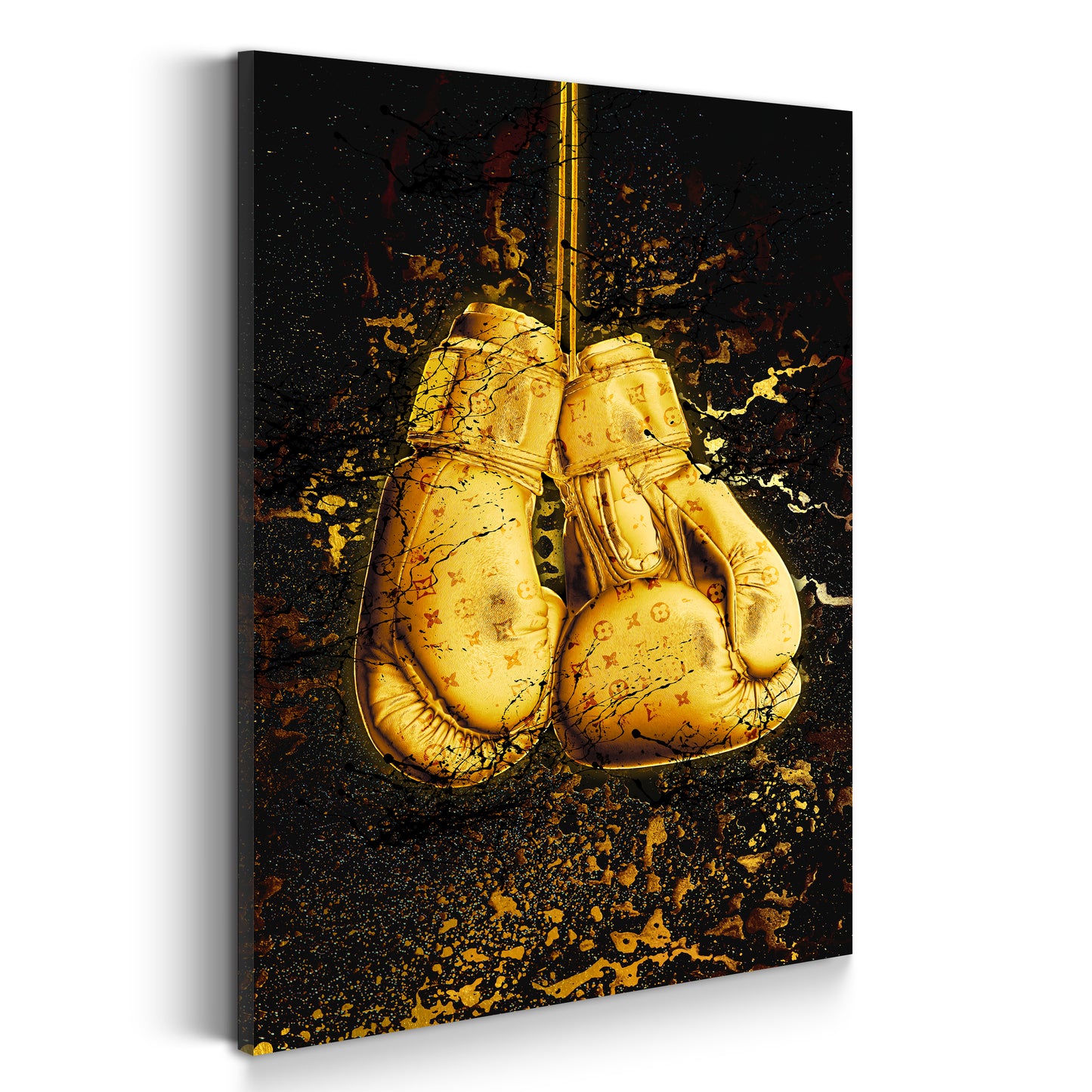 Wandbild Kunstwerk Boxhandschuhe Abstract Gold Style