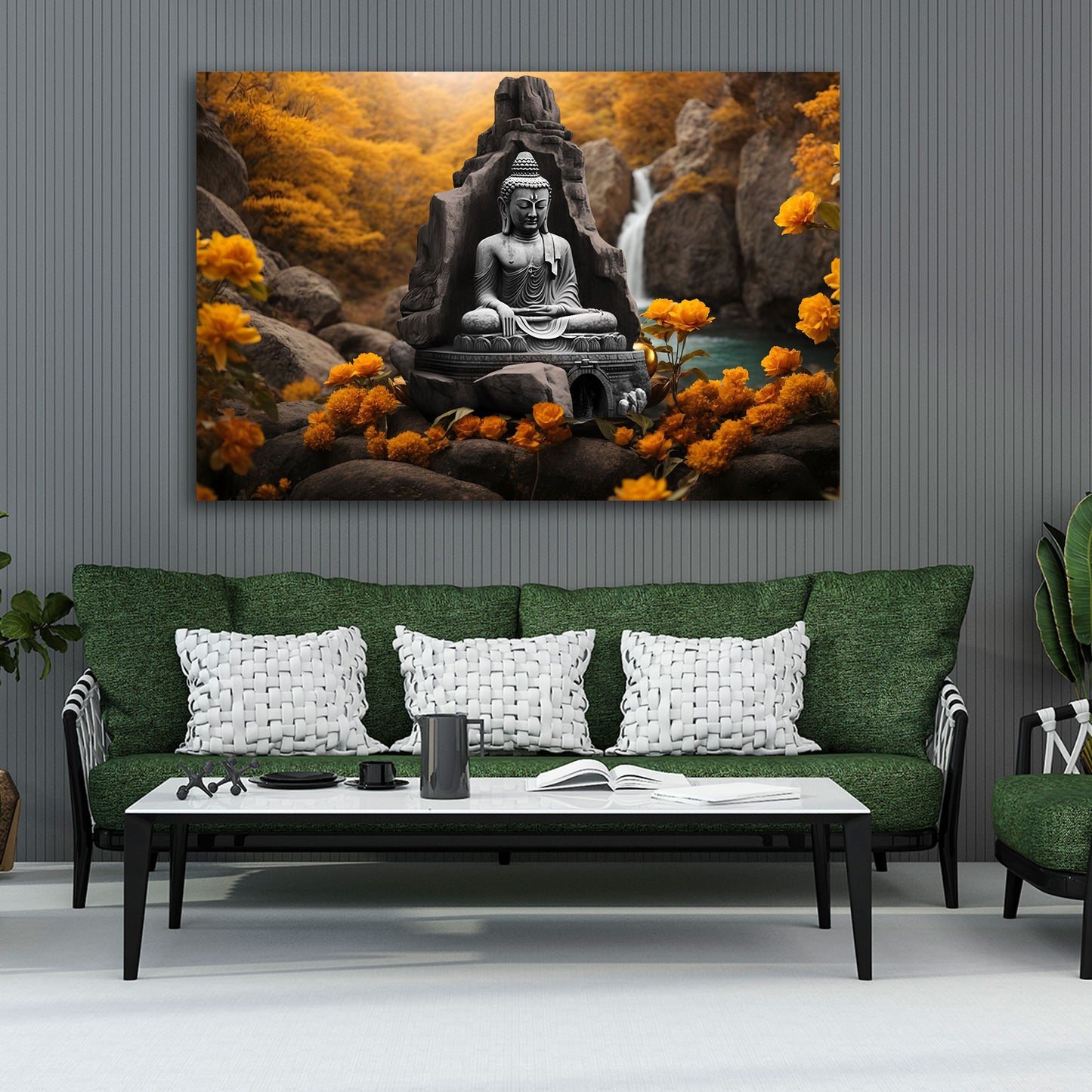 Wandbild Kunstwerk Buddha in der Natur