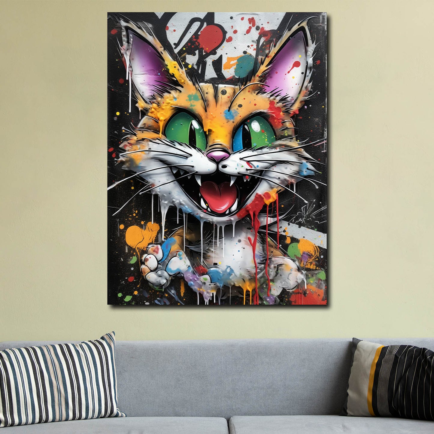 Wandbild Kunstwerk Cat Pop Art Style