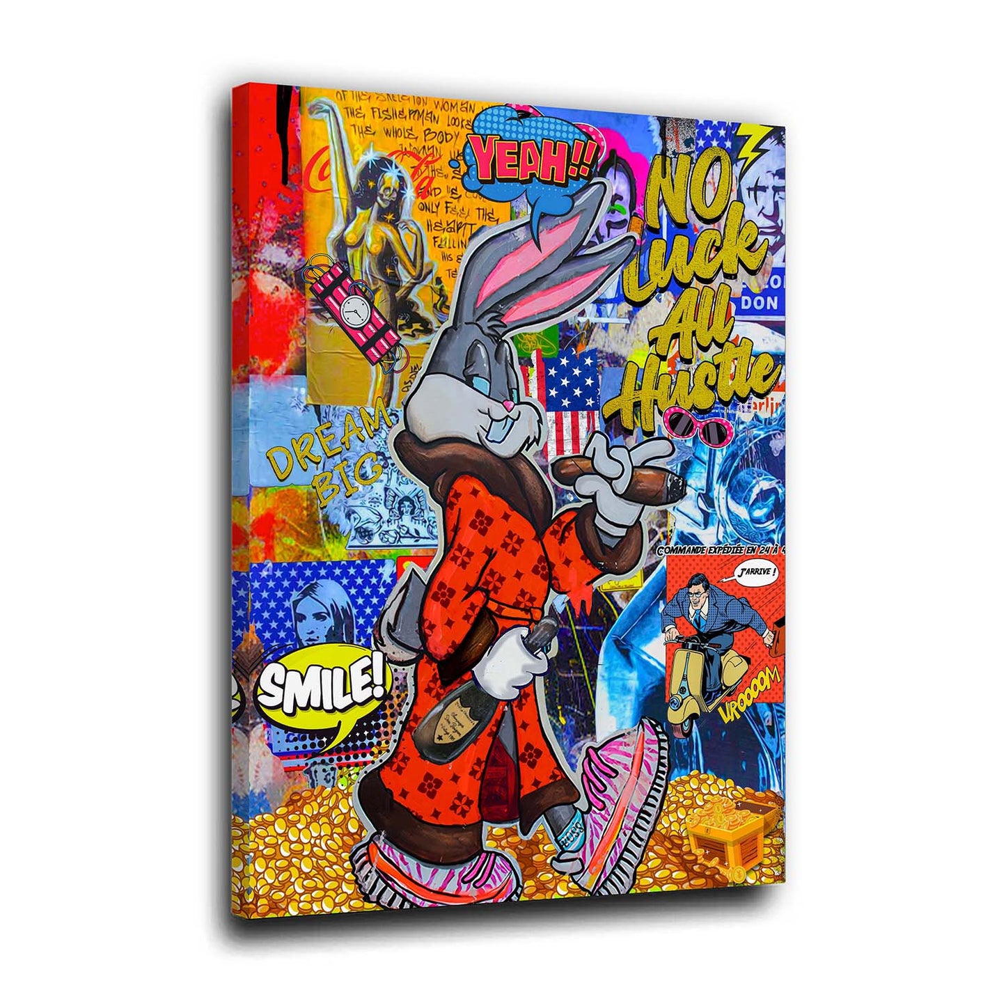 Wandbild Kunstwerk Comic Bunny Pop Art Style