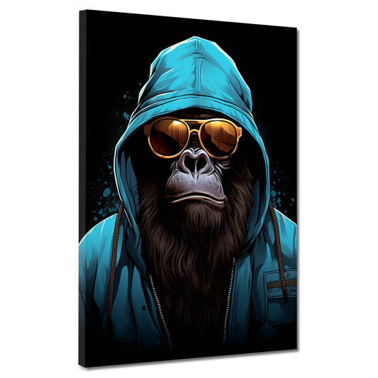 Wandbild Kunstwerk Cool Gorilla mit Hoodie