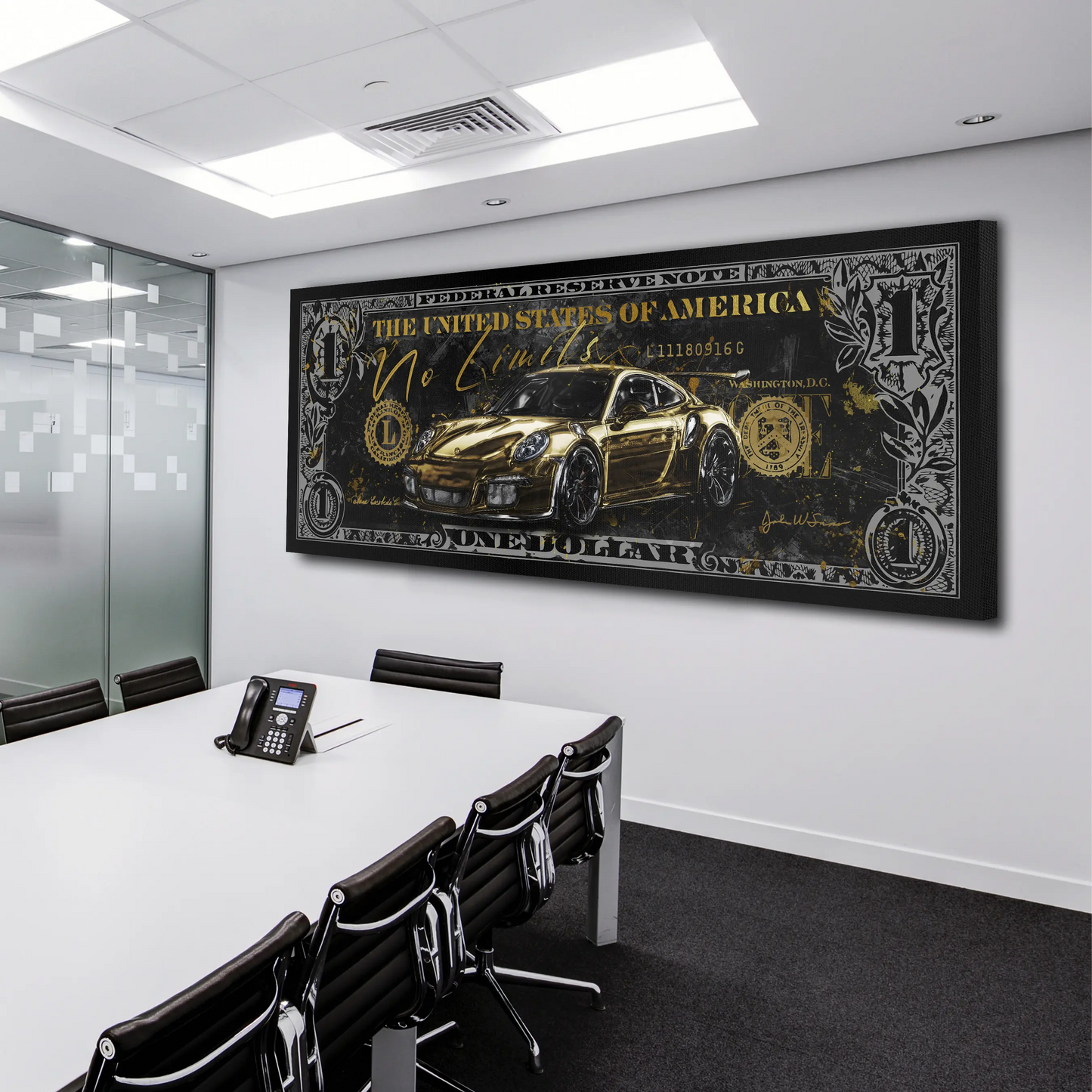 Wandbild Kunstwerk Dollar Gold Edition, Motivation & Zitate