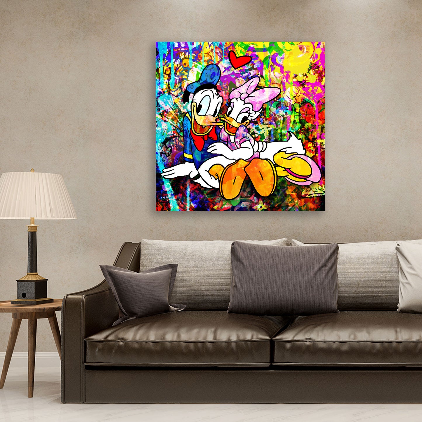 Wandbild Kunstwerk Duck In Love Pop Art, Comics