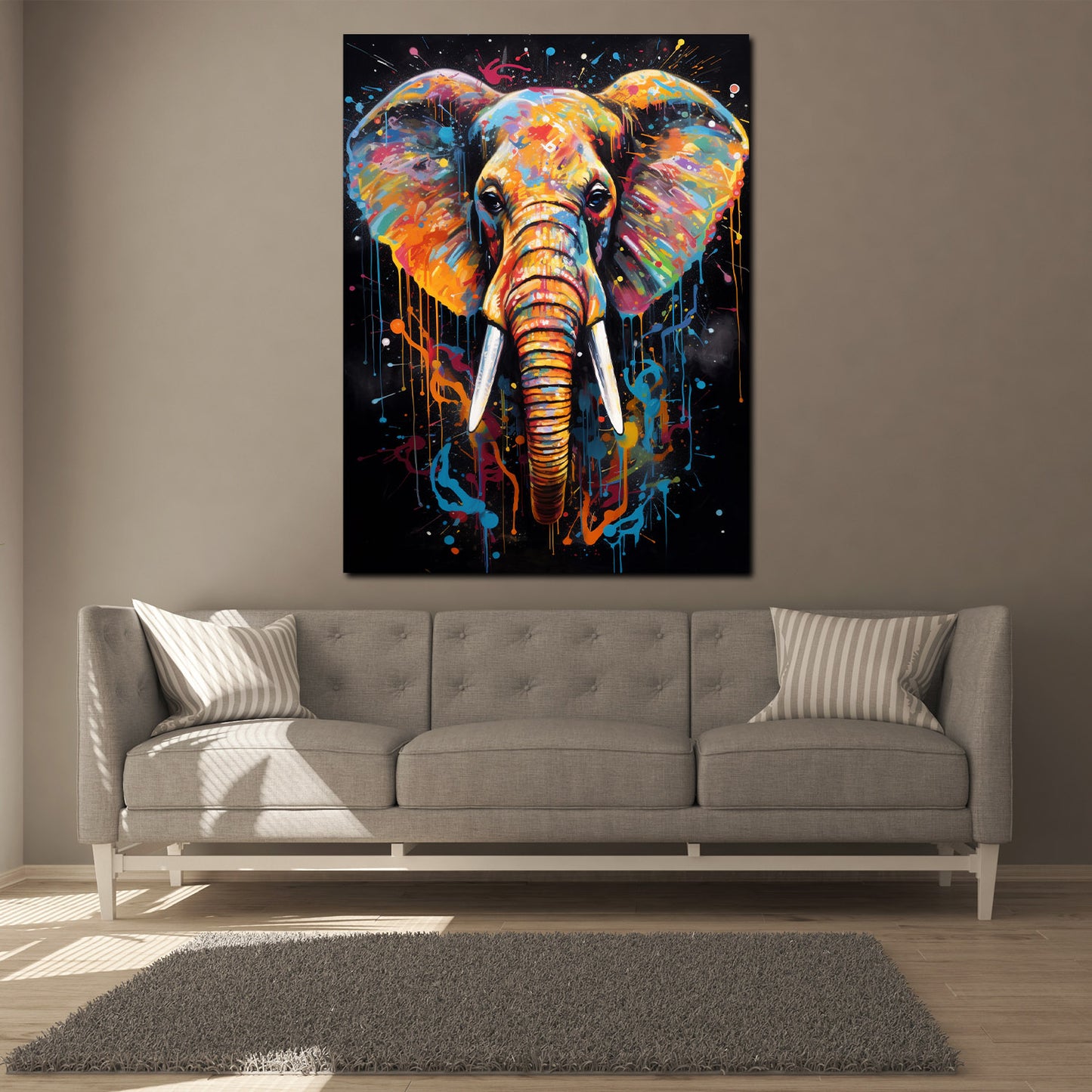 Wandbild Kunstwerk Elefant Pop Art abstrakt splatter