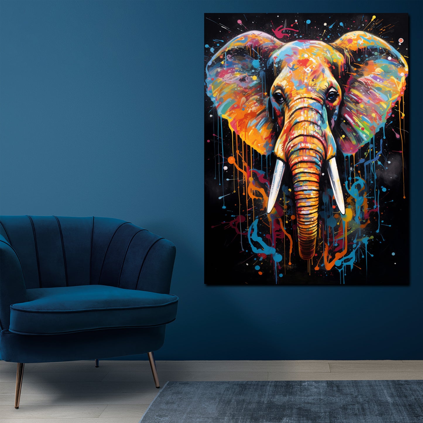 Wandbild Kunstwerk Elefant Pop Art abstrakt splatter