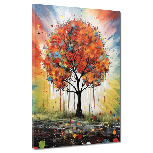 Wandbild Kunstwerk farbefroher Baum leuchten