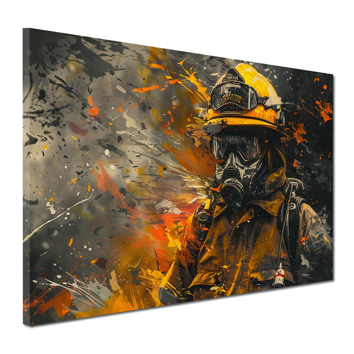 Wandbild Kunstwerk Feuerwehrmann abstrakt Yellow Style