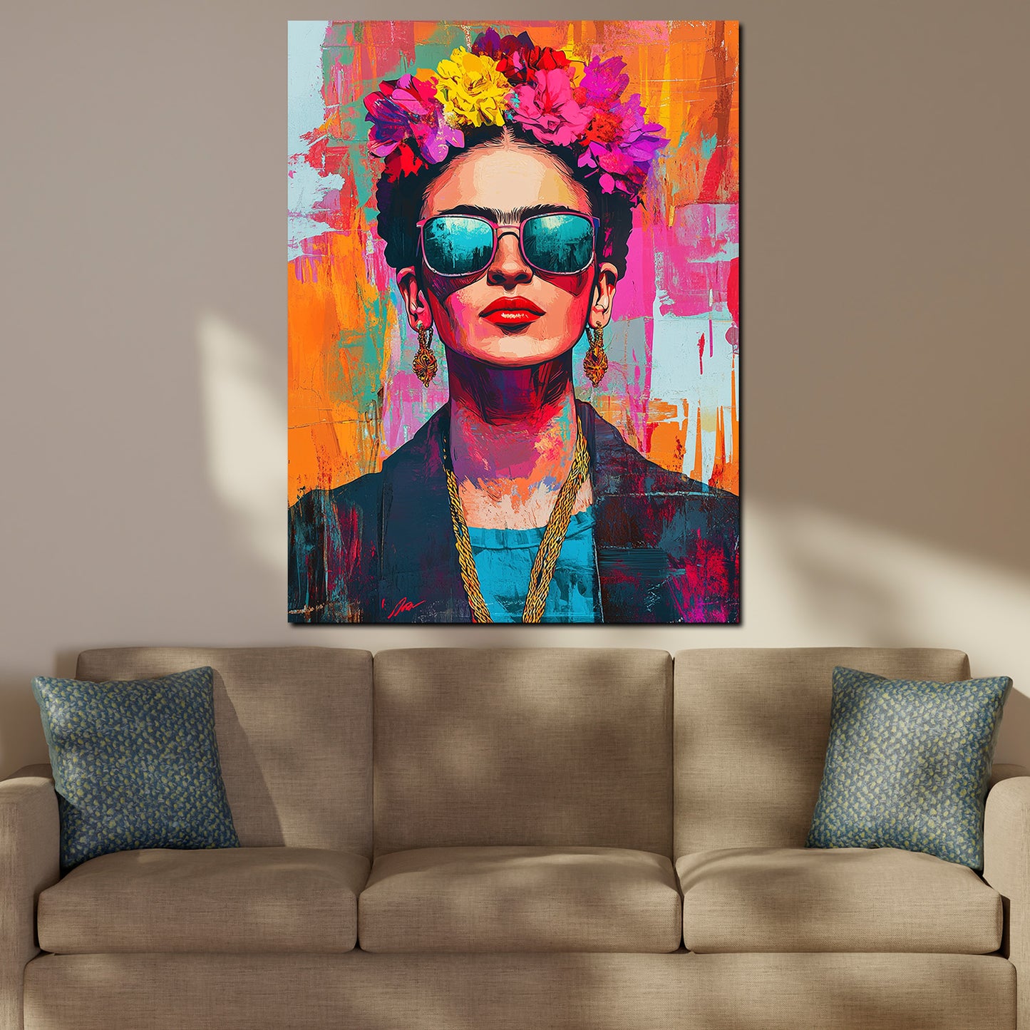 Wandbild Kunstwerk Frida Pop Art Stil farbenfroh und modern