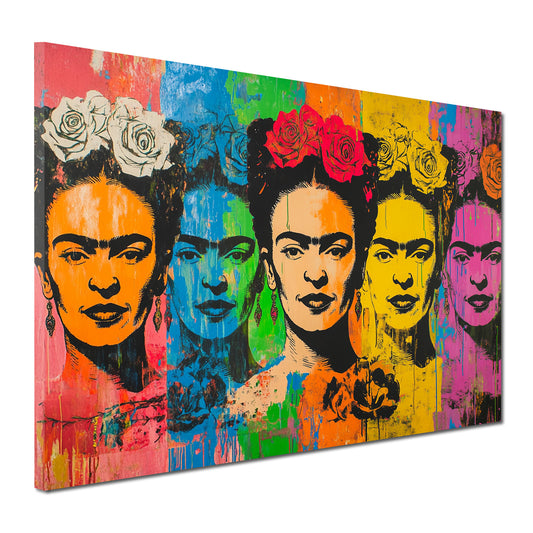 Wandbild Kunstwerk Frida serielle Darstellung im bunten Design