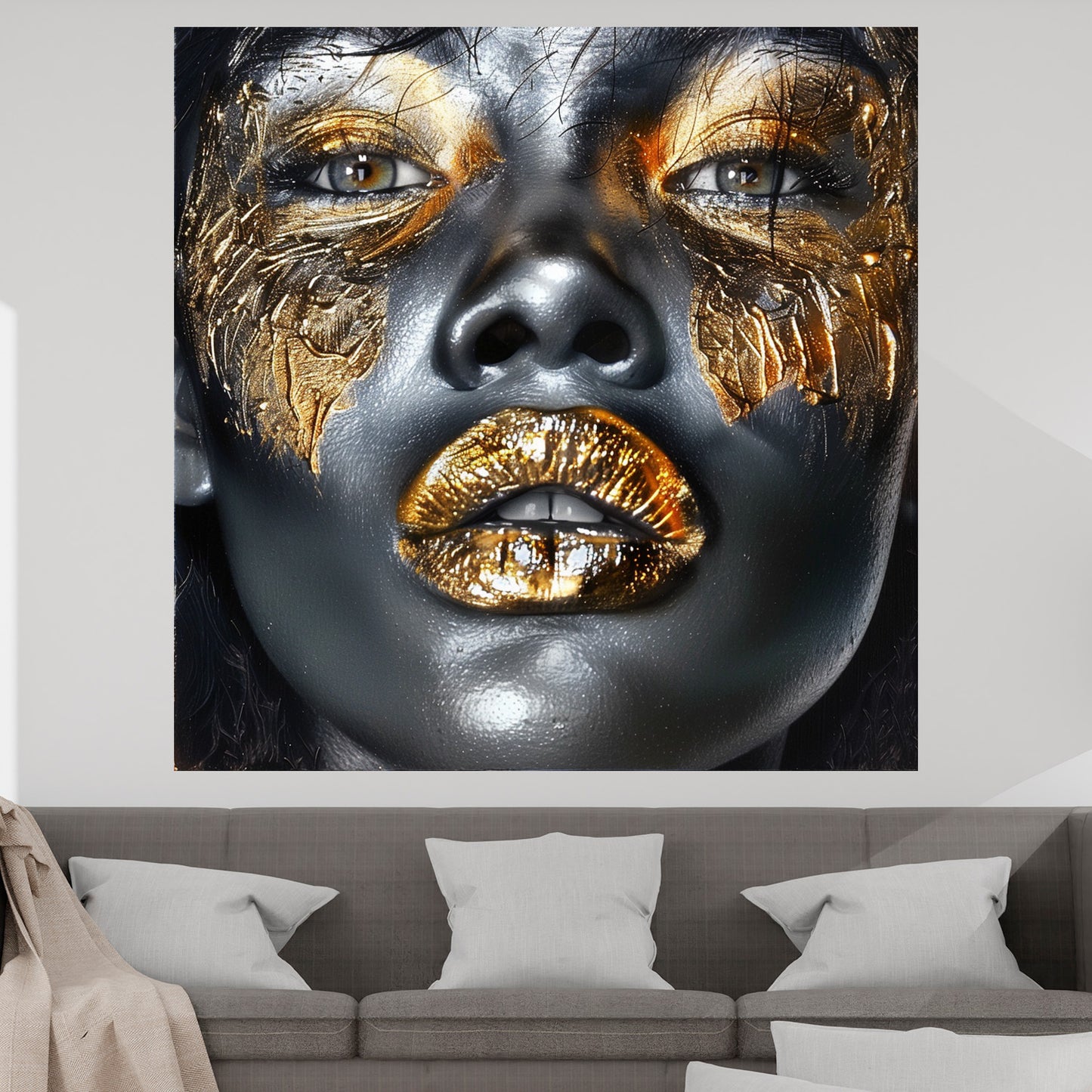 Wandbild Kunstwerk Gesicht und Lippen Frau Face Art