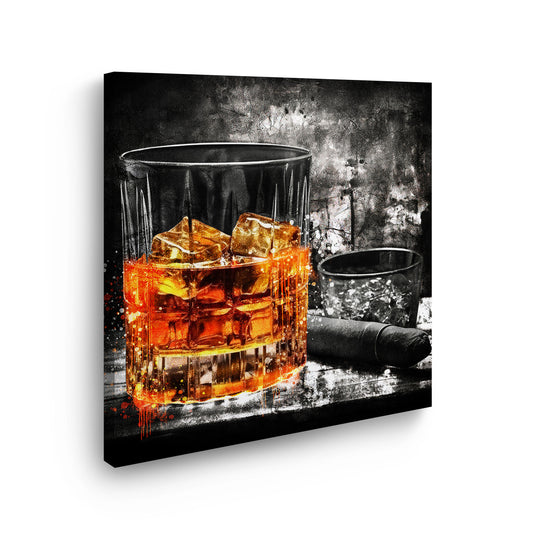 Wandbild Kunstwerk Glas Whiskey Abstract Style