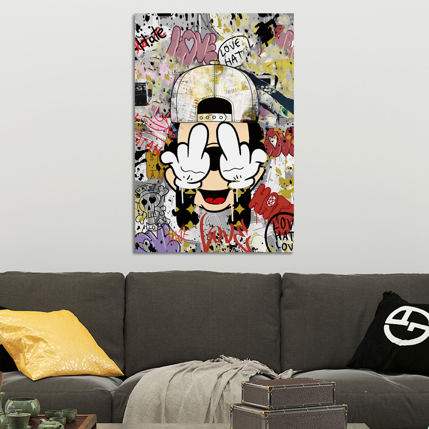 Wandbild Kunstwerk Graffiti Maus Pop Art Street Art Love und Hate