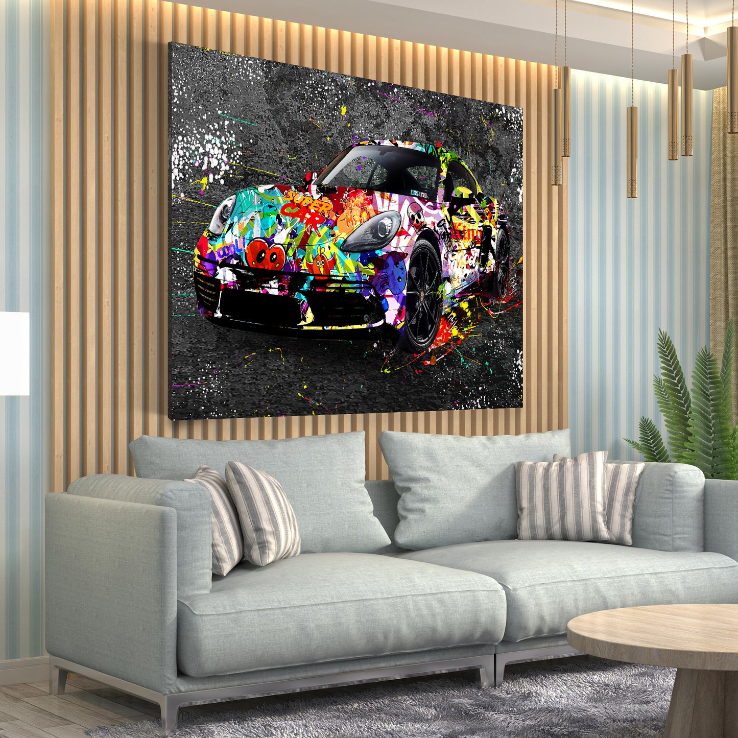 Wandbild Kunstwerk Graffiti Porsche Street Art Style