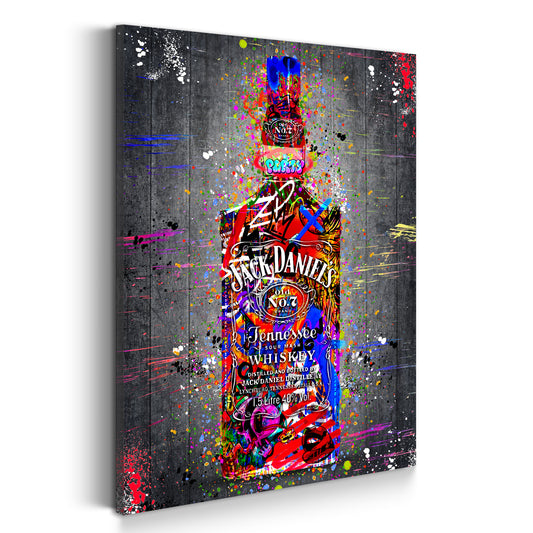 Wandbild Kunstwerk Graffiti Street Art Jack Whisky mit Glas