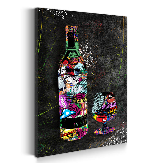 Wandbild Kunstwerk Graffiti Street Art Whisky mit Glas