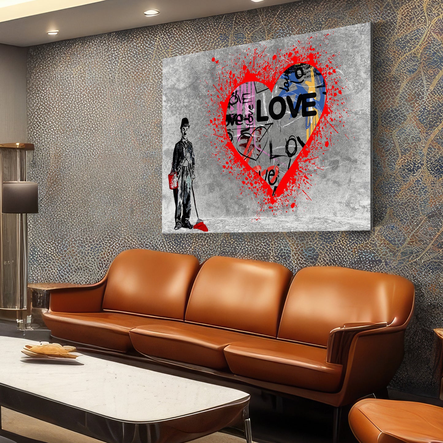 Wandbild Kunstwerk Graffiti rotes Herz Charlie Pop Art Love