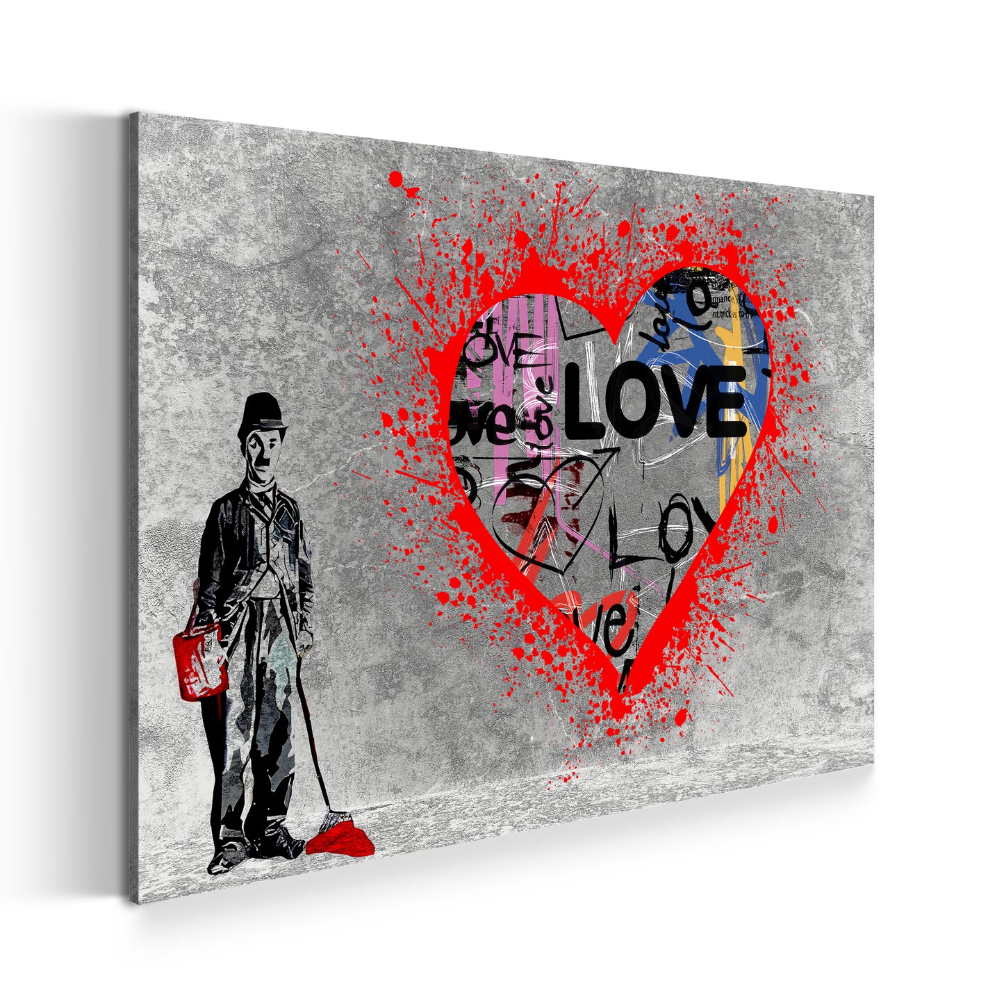 Wandbild Kunstwerk Graffiti rotes Herz Charlie Pop Art Love