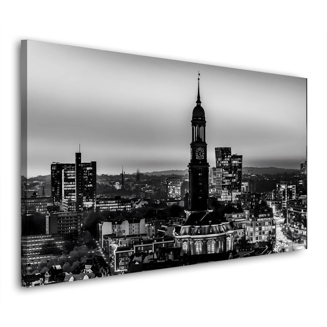 Wandbild Kunstwerk Hamburg Skyline schwarz weiß