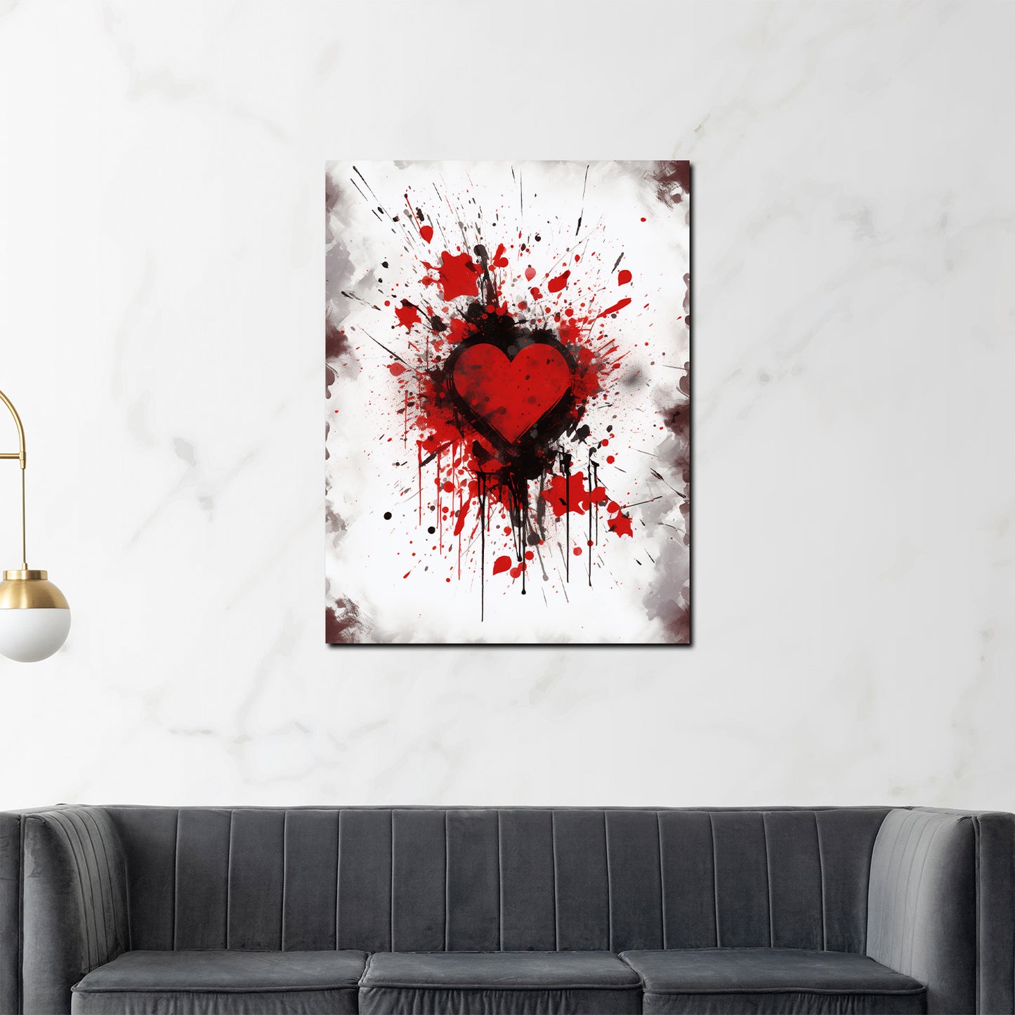 Wandbild Kunstwerk Herz Abstract Art Splash Style