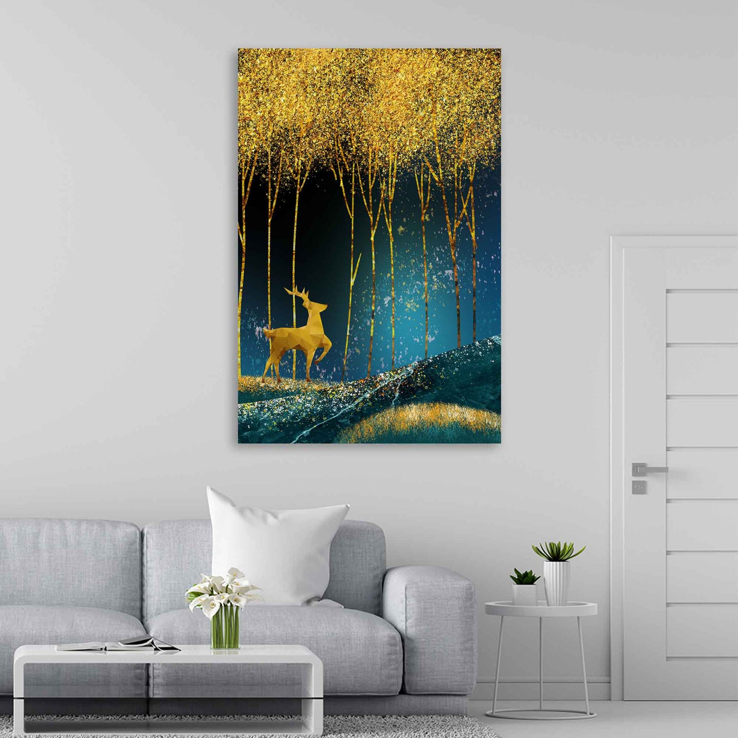 Wandbild Kunstwerk Hirsch abstrakt Gold Style