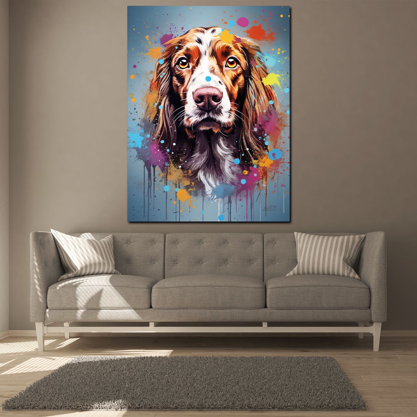 Wandbild Kunstwerk Hund Cocker Spaniel Pop Art