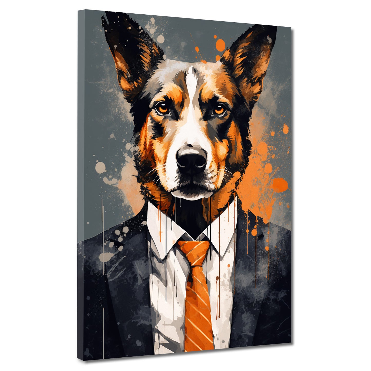 Wandbild Kunstwerk Hund im Anzug Pop Art Colour