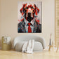 Wandbild Kunstwerk Hund im Anzug Pop Art Red