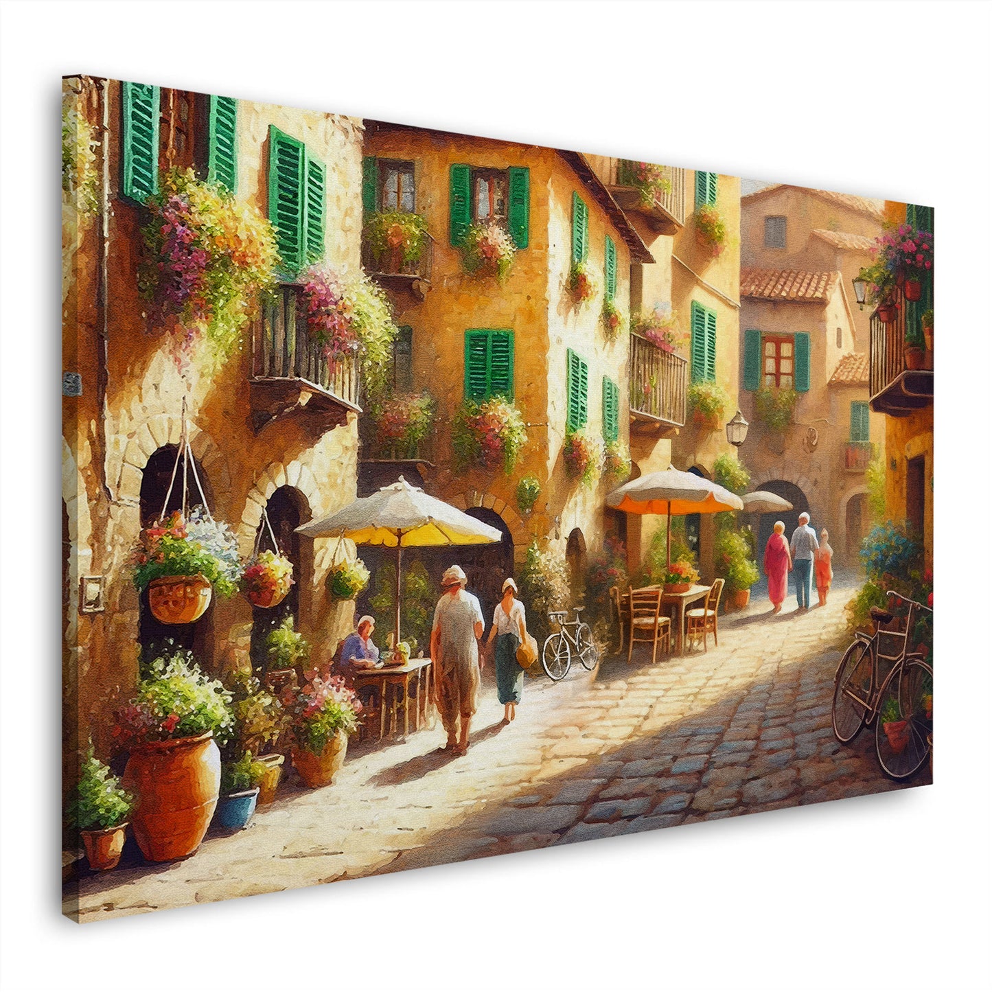 Wandbild Kunstwerk Italien Toskana idyllische Dorfstraße mit mediterranem Flair