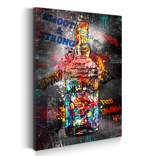 Wandbild Kunstwerk Jack Whiskyflasche Street Art Stil bunte Graffiti Akzente