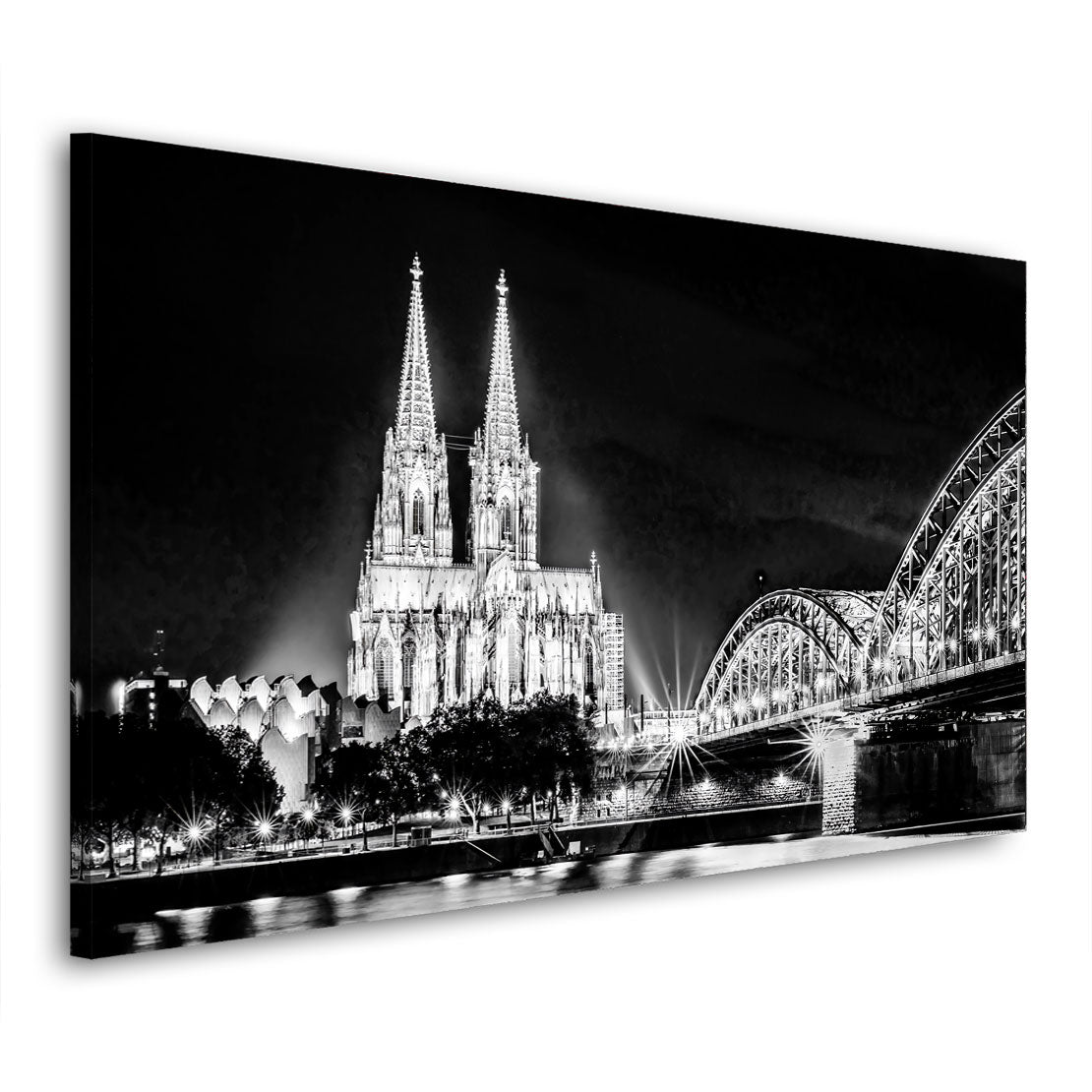 Wandbild Kunstwerk Köln Skyline Kölner Dom schwarz weiss