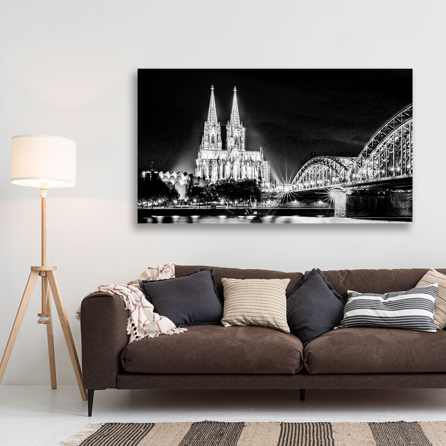 Wandbild Kunstwerk Köln Skyline Kölner Dom schwarz weiss