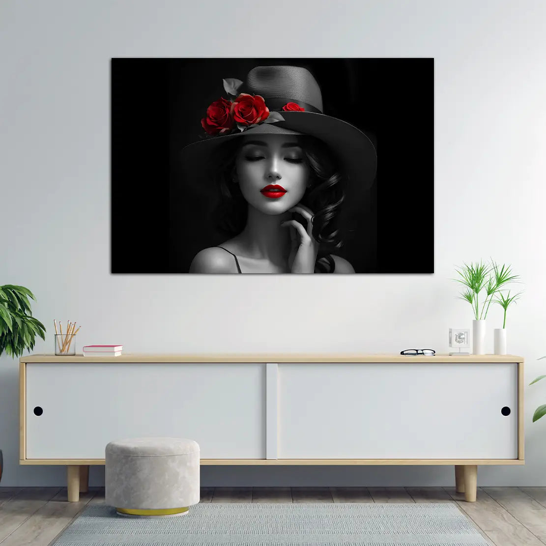 Wandbild Kunstwerk Lady Beautiful Red Lips