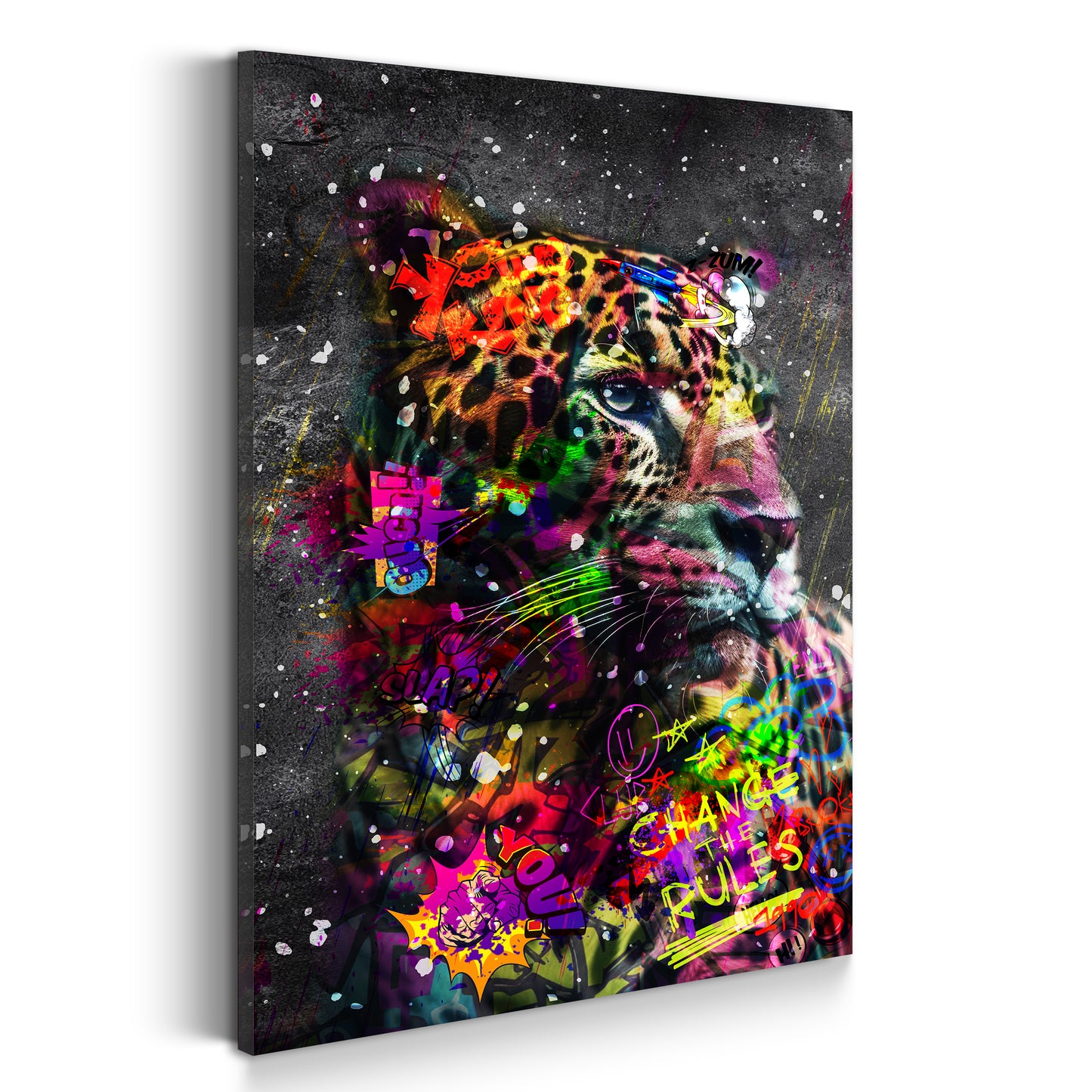 Wandbild Kunstwerk Leopard Graffiti Pop Art Style