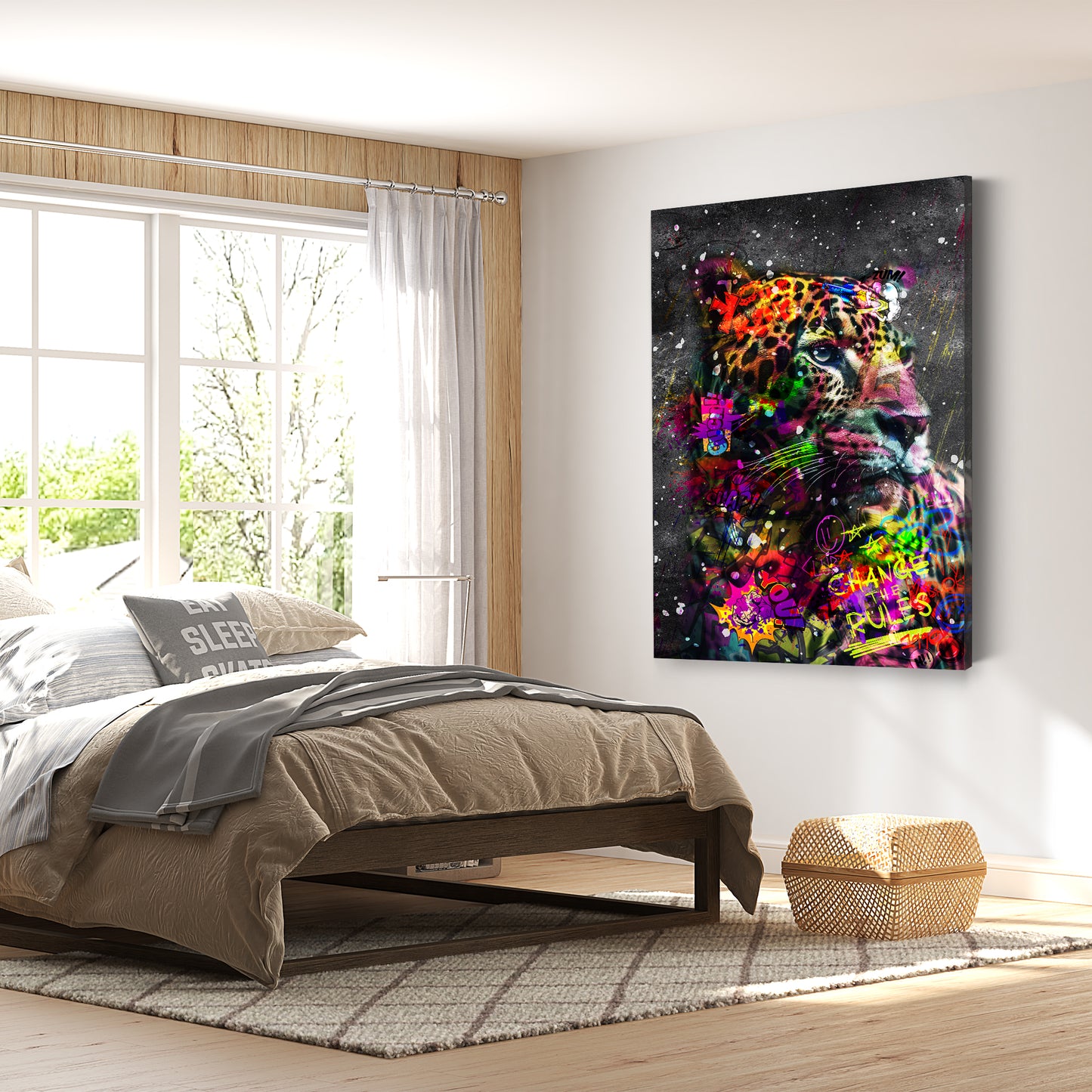 Wandbild Kunstwerk Leopard Graffiti Pop Art Style