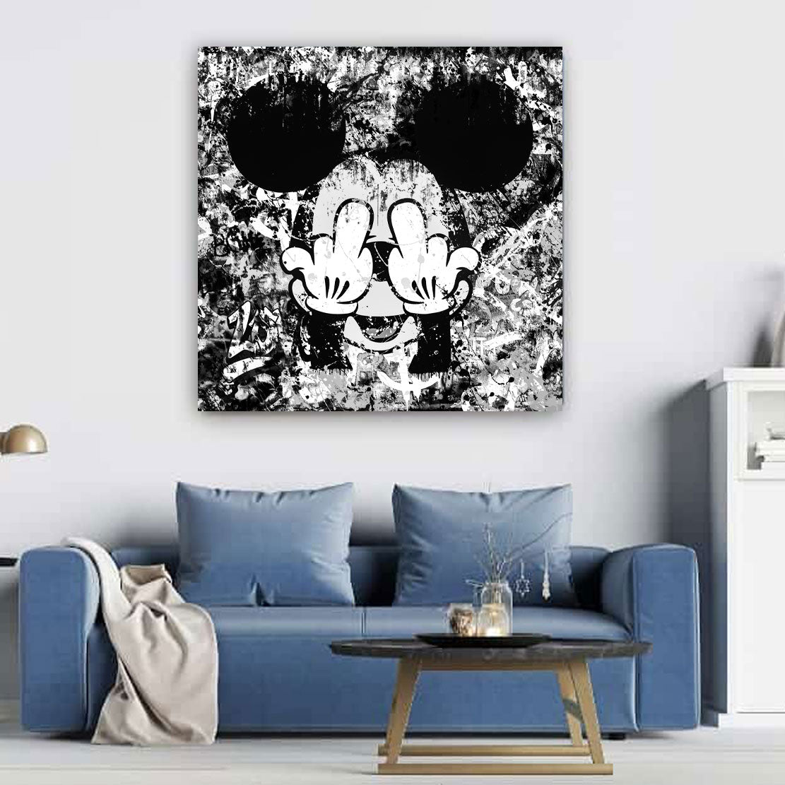 Wandbild Kunstwerk Lifestyle Maus Street Art Abstract, schwarz weiß