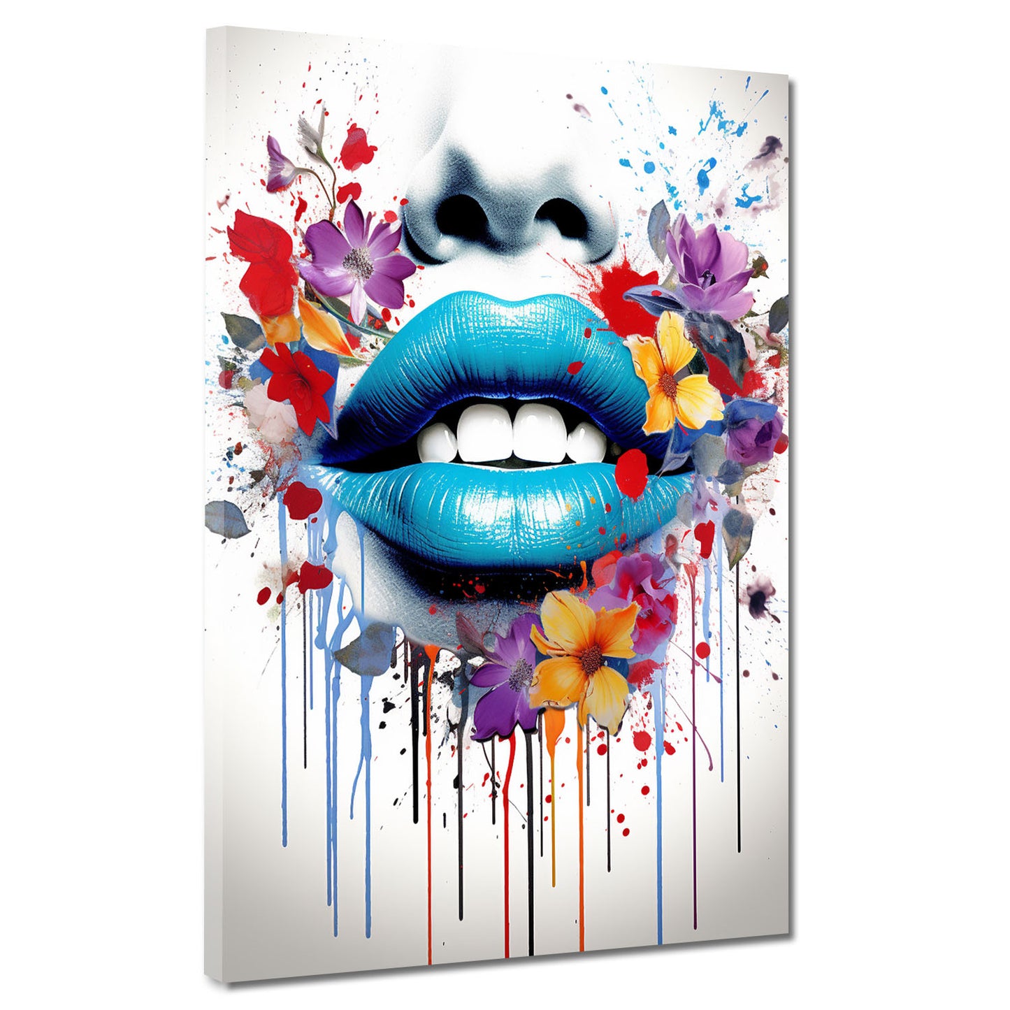 Wandbild Kunstwerk Lippen Abstract Flower Pop Art Style