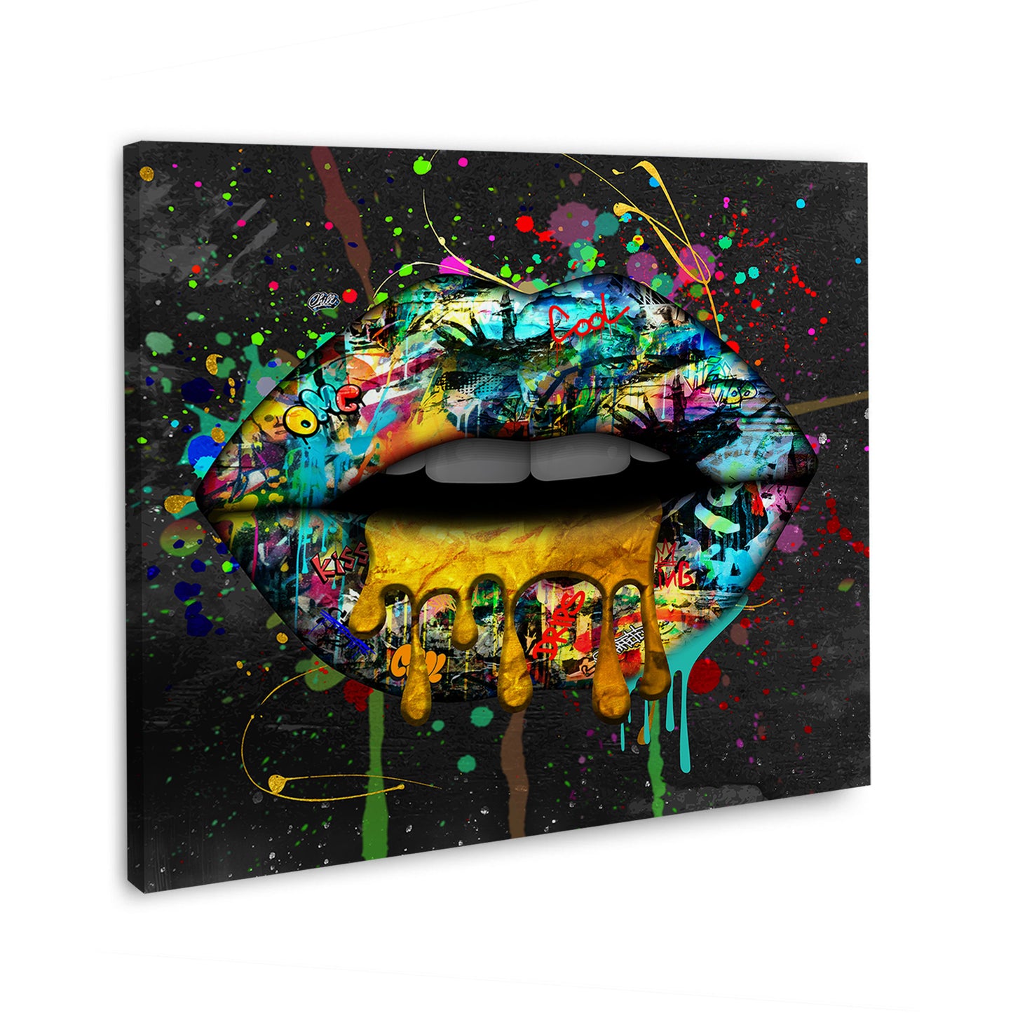 Wandbild Kunstwerk Lippen Graffiti Style