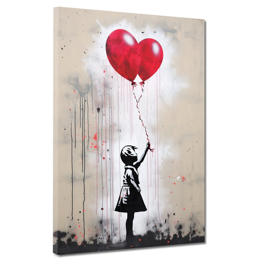 Wandbild Kunstwerk Mädchen mit rotem Ballon, Street Art Banksy Art