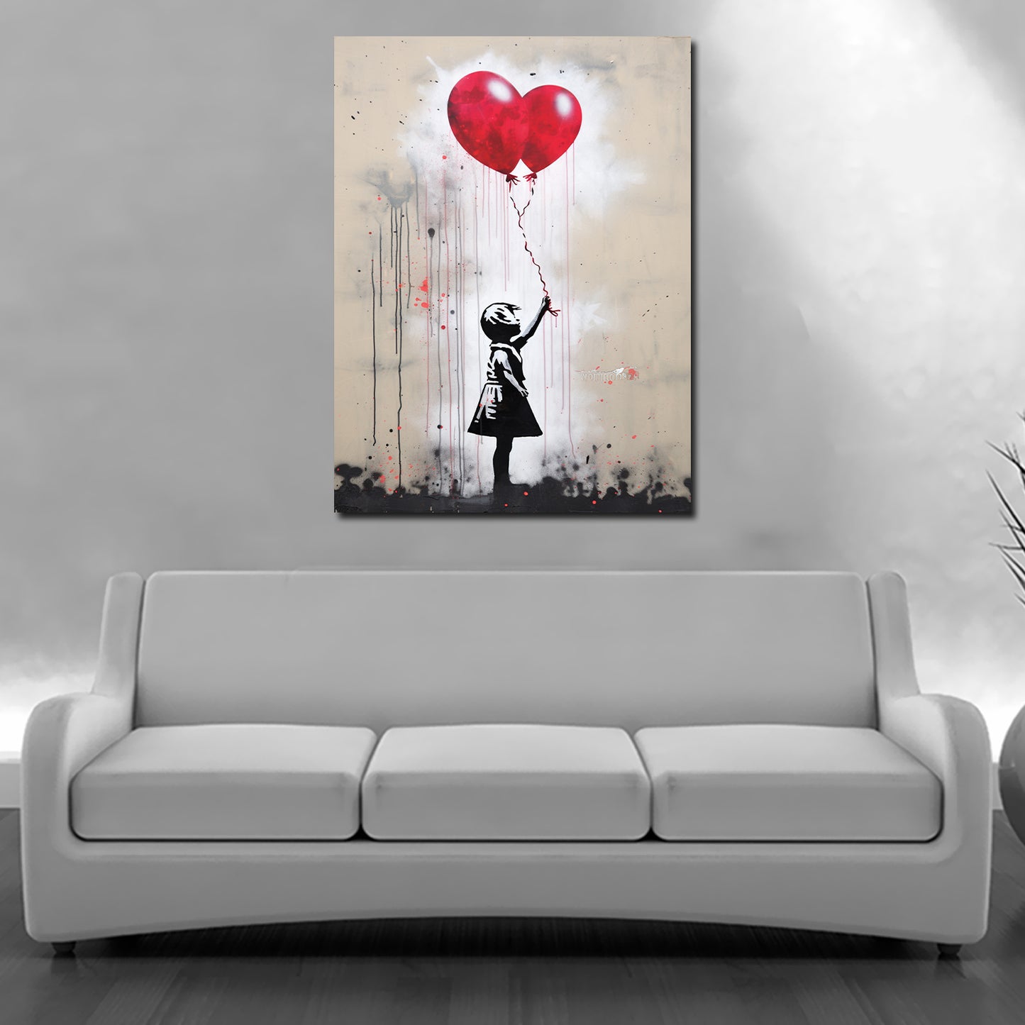 Wandbild Kunstwerk Mädchen mit rotem Ballon, Street Art Banksy Art